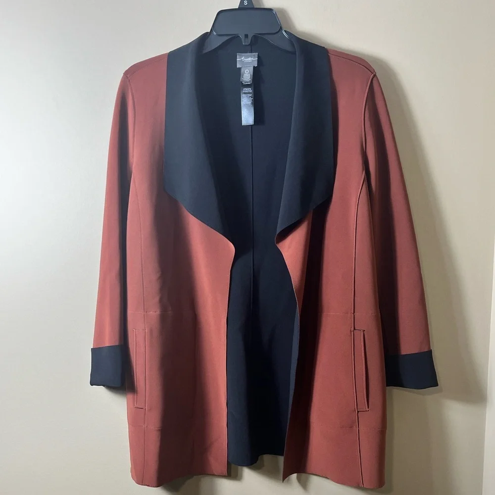 Traveler’s by Chico’s Open Front Drape Cardigan Jacket‎ Size 0 (S) Rust Black